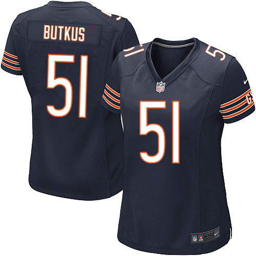 Women's Game Dick Butkus Nike Jersey Navy Blue Home - #51 NFL Chicago Bears